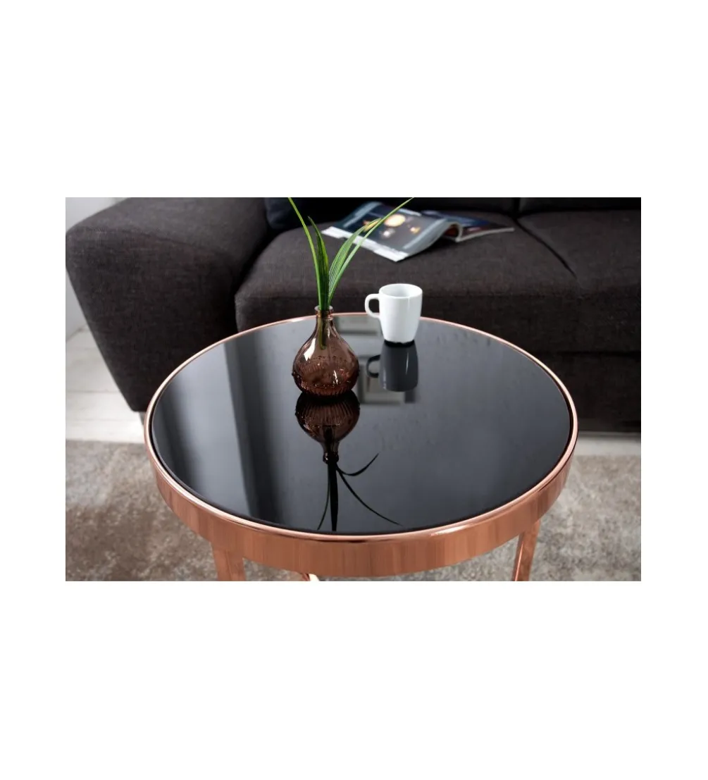 Stolik kawowy Art Deco 45 cm czarno miedziany