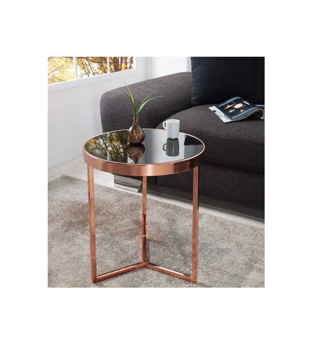 Stolik kawowy Art Deco 45 cm czarno miedziany