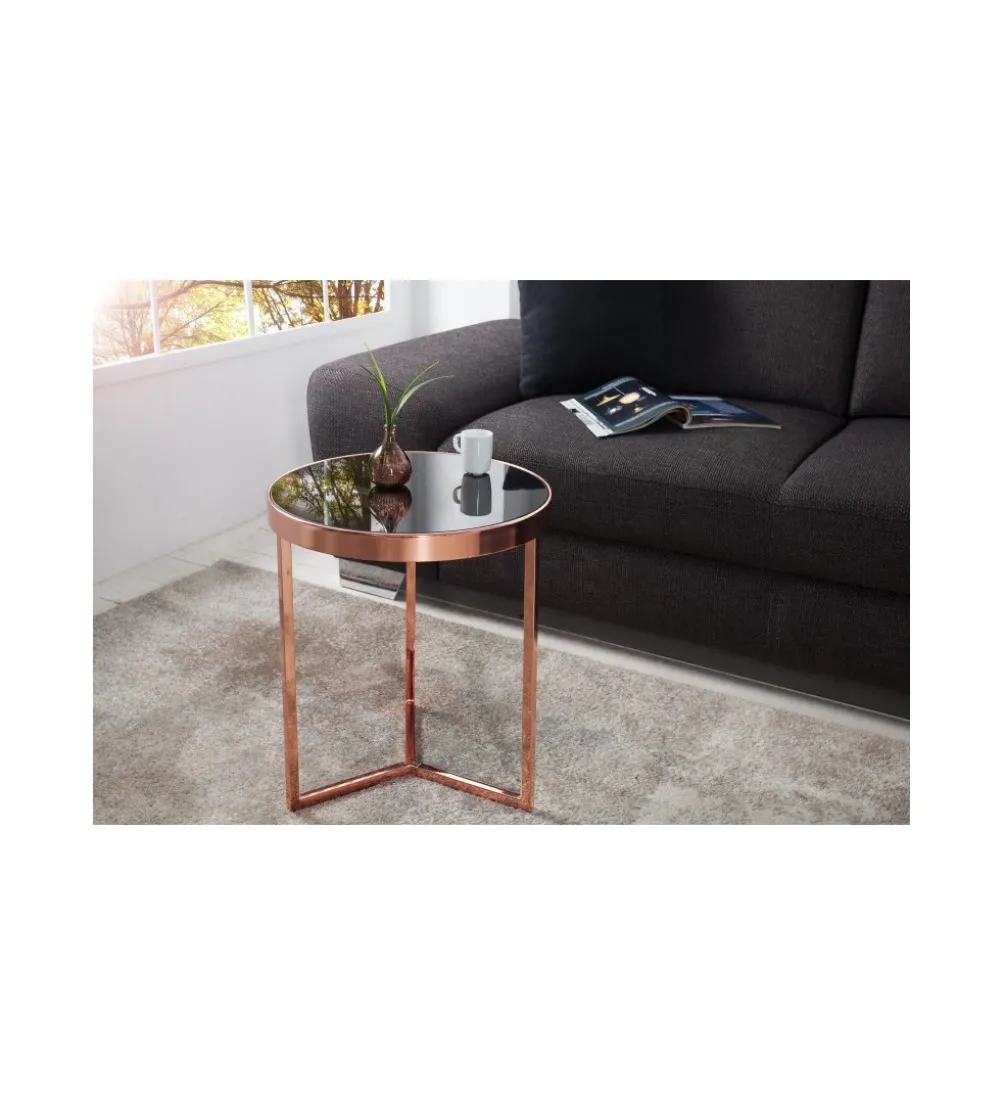 Stolik kawowy Art Deco 45 cm czarno miedziany