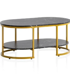 Stolik kawowy ARTIM 100 cm w optyce czarnego marmuru