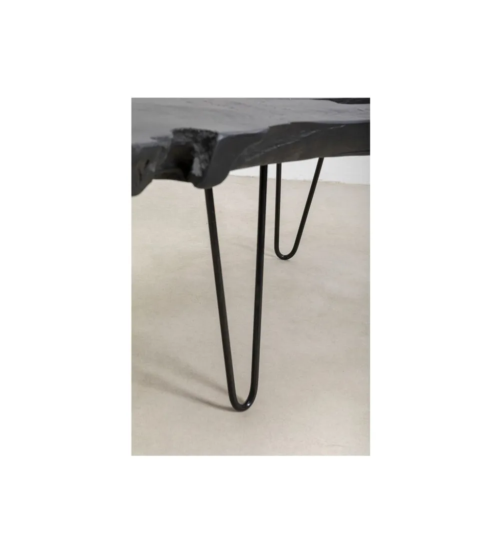 Stolik kawowy ASPEN 100 cm drewno teak czarny