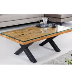 Stolik kawowy BARRACUDA110 cm drewno teak bez szkła