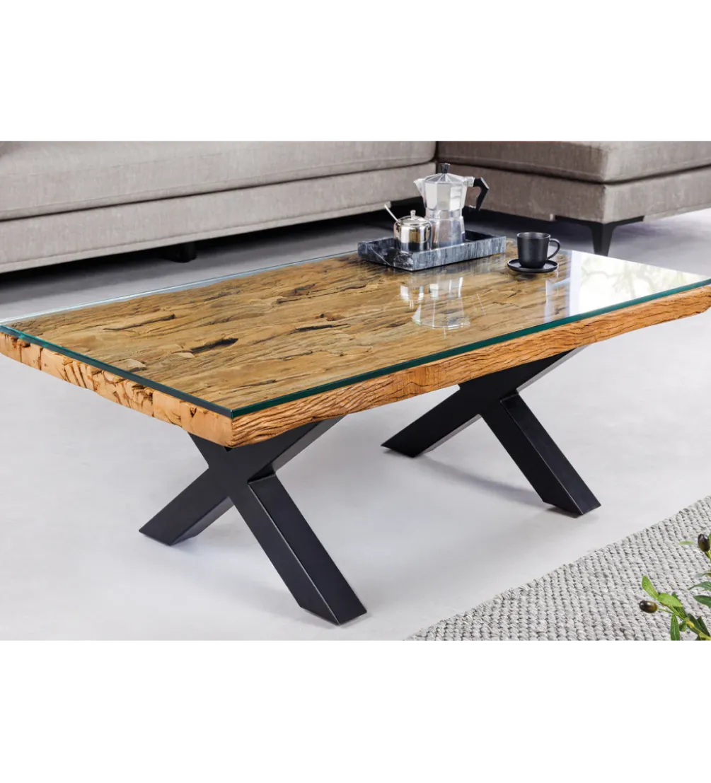 Stolik kawowy BARRACUDA110 cm drewno teak bez szkła