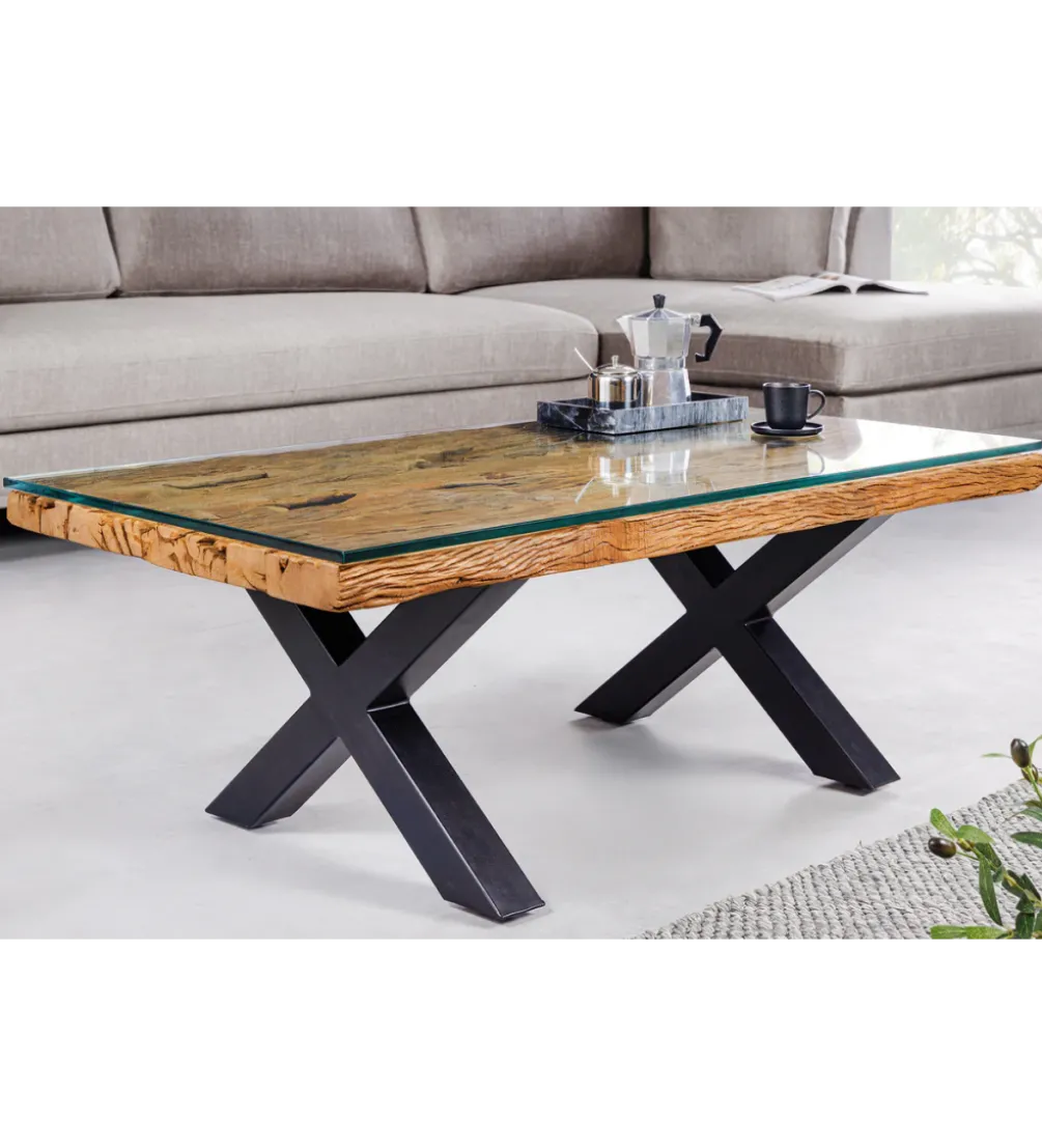 Stolik kawowy BARRACUDA110 cm drewno teak bez szkła