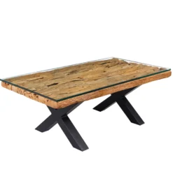 Stolik kawowy BARRACUDA110 cm drewno teak bez szkła