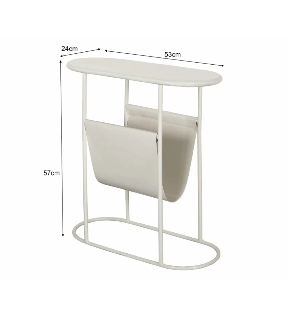 Stolik kawowy boczny BRIX LUNA 57 cm biały