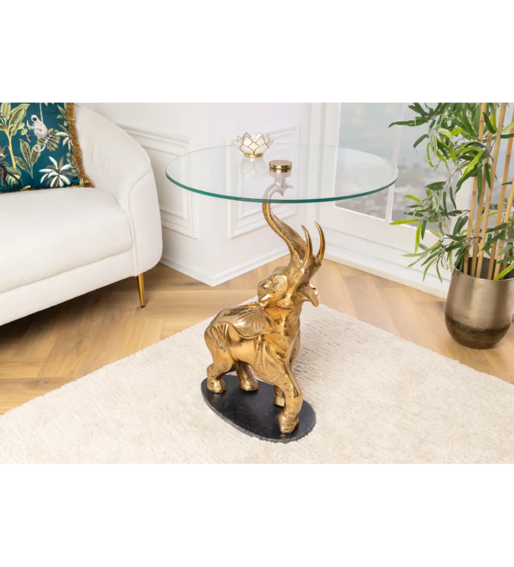 Stolik kawowy boczny ELEPHANT 80 cm złoty