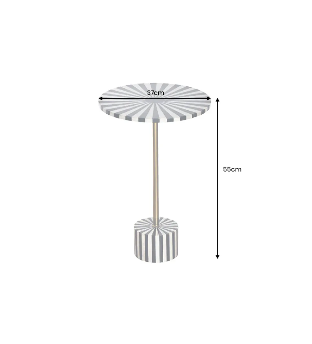 Stolik kawowy boczny HARMONY NATURE 55 cm czarnobiały złoty