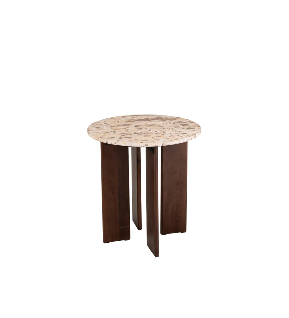 Stolik kawowy boczny MATHILDE 50 cm w optyce marmuru