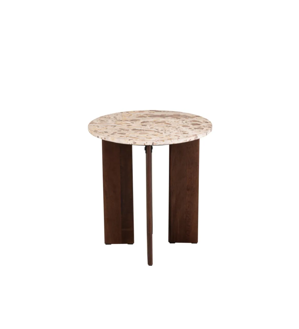 Stolik kawowy boczny MATHILDE 50 cm w optyce marmuru