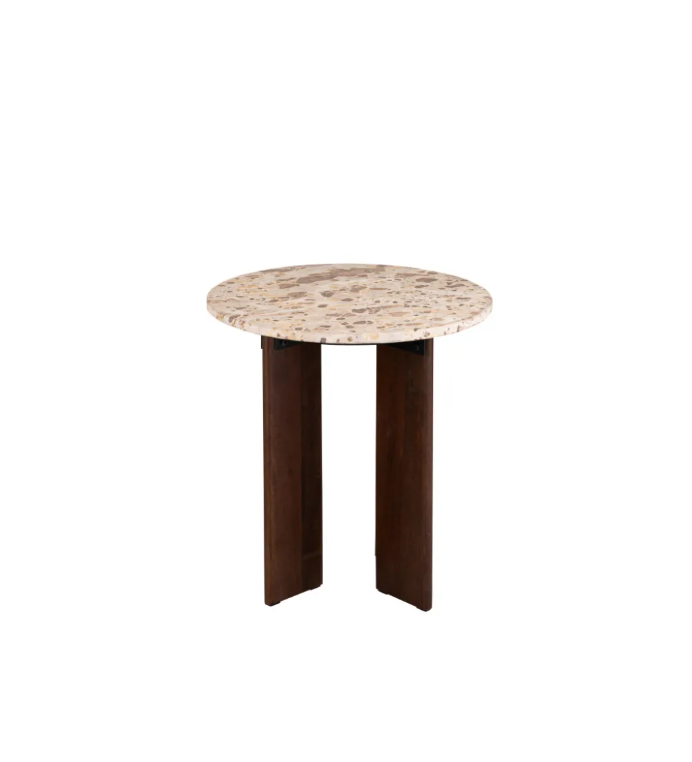Stolik kawowy boczny MATHILDE 50 cm w optyce marmuru