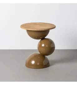 Stolik kawowy boczny SYLVIAM 58 cm brązowy naturalny