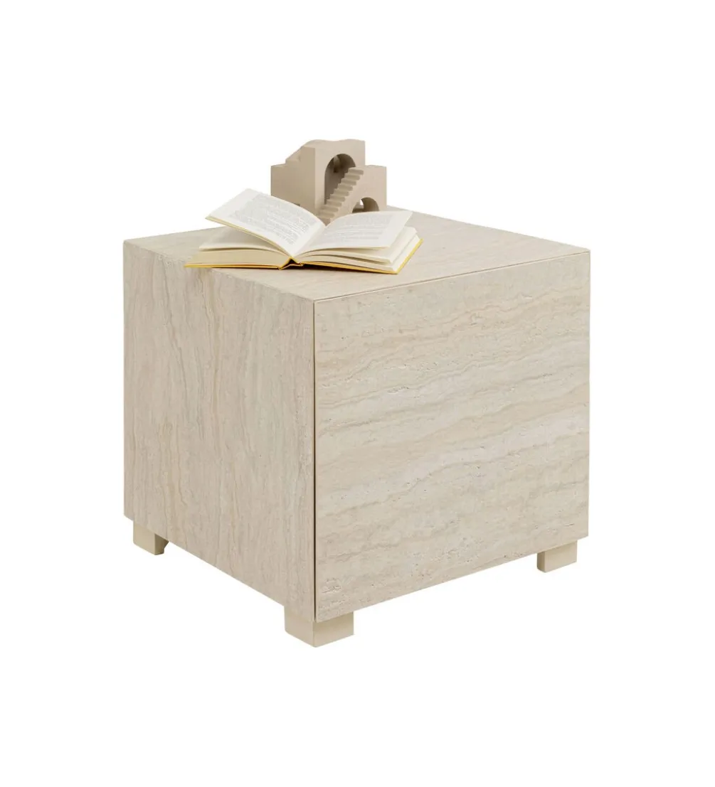 Stolik kawowy boczny TRAVERTINO 45 x 45 cm naturalny