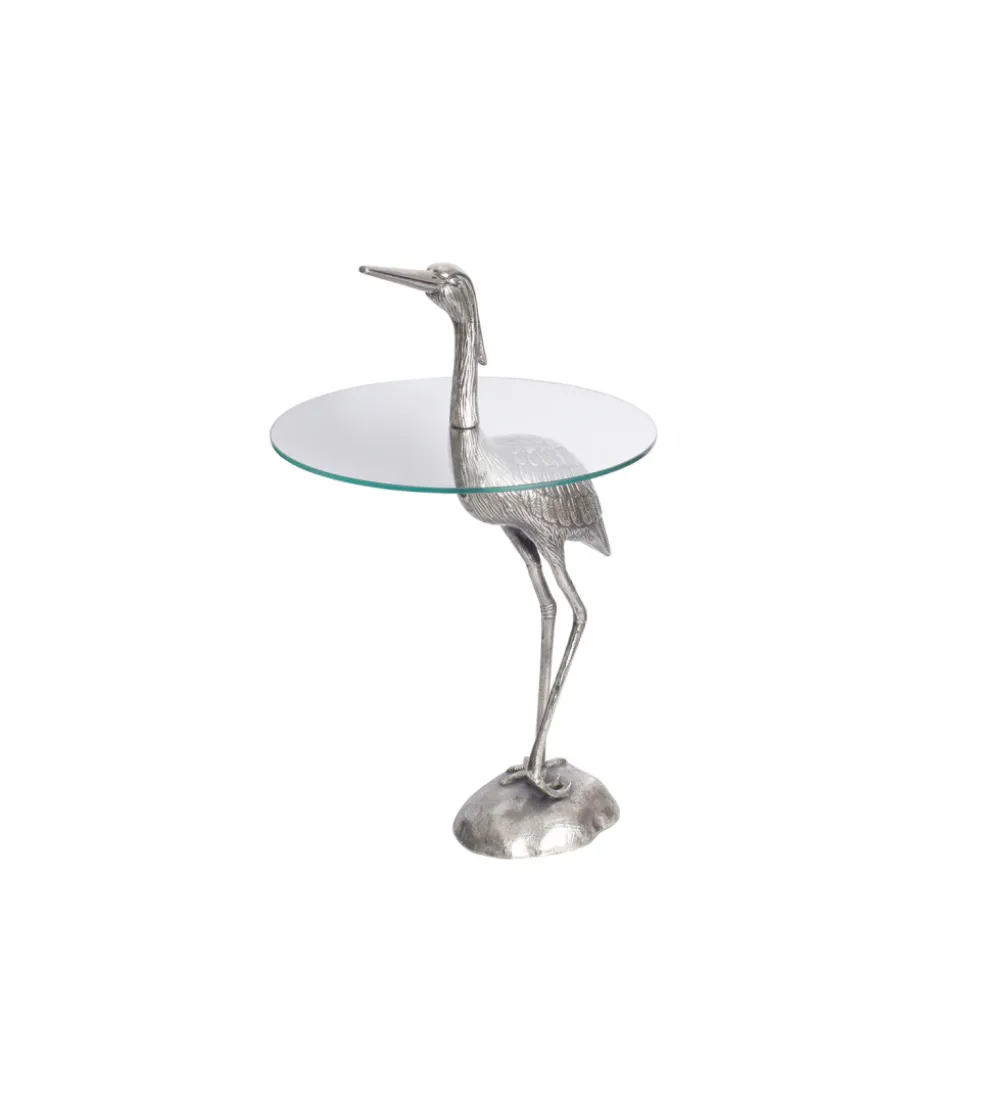Stolik kawowy boczny WILDLIFE HERON 90 cm srebrny