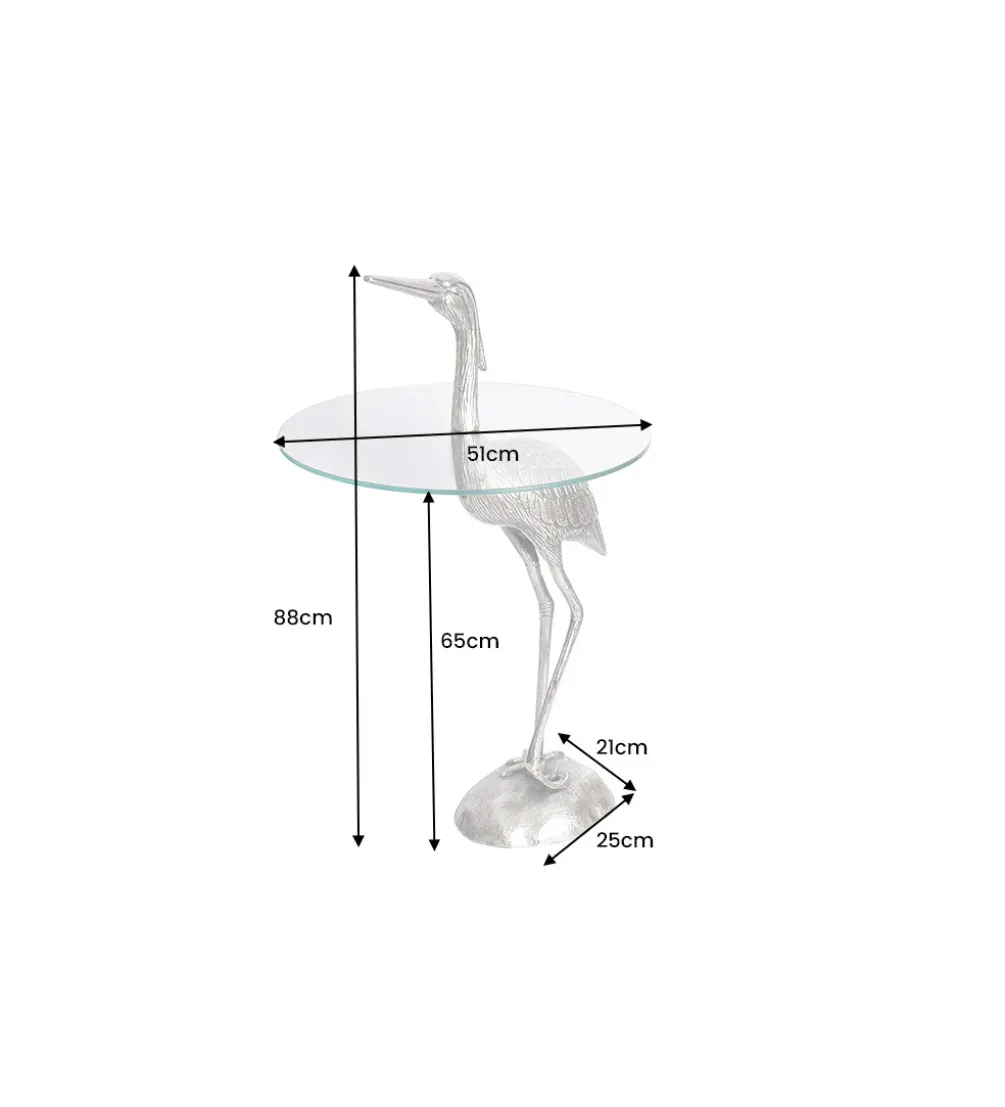 Stolik kawowy boczny WILDLIFE HERON 90 cm srebrny