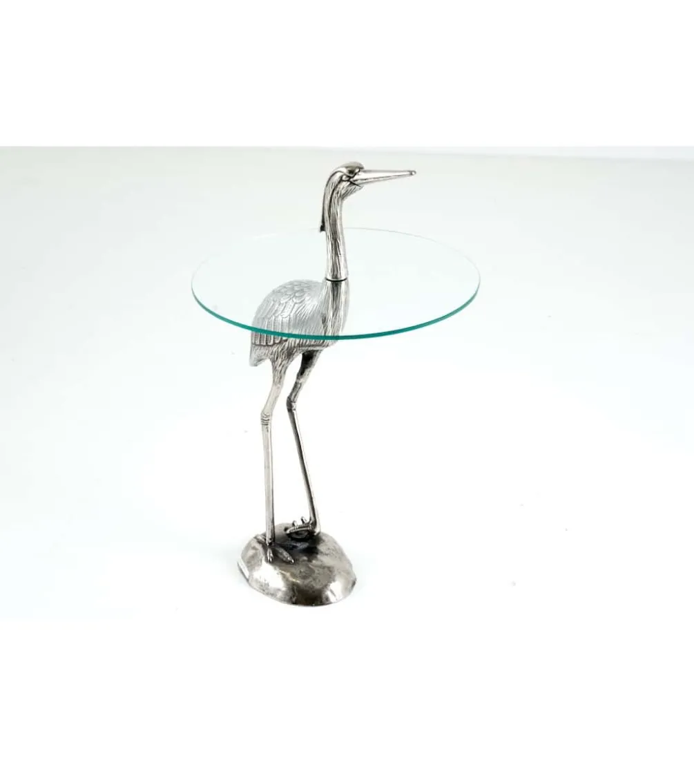 Stolik kawowy boczny WILDLIFE HERON 90 cm srebrny