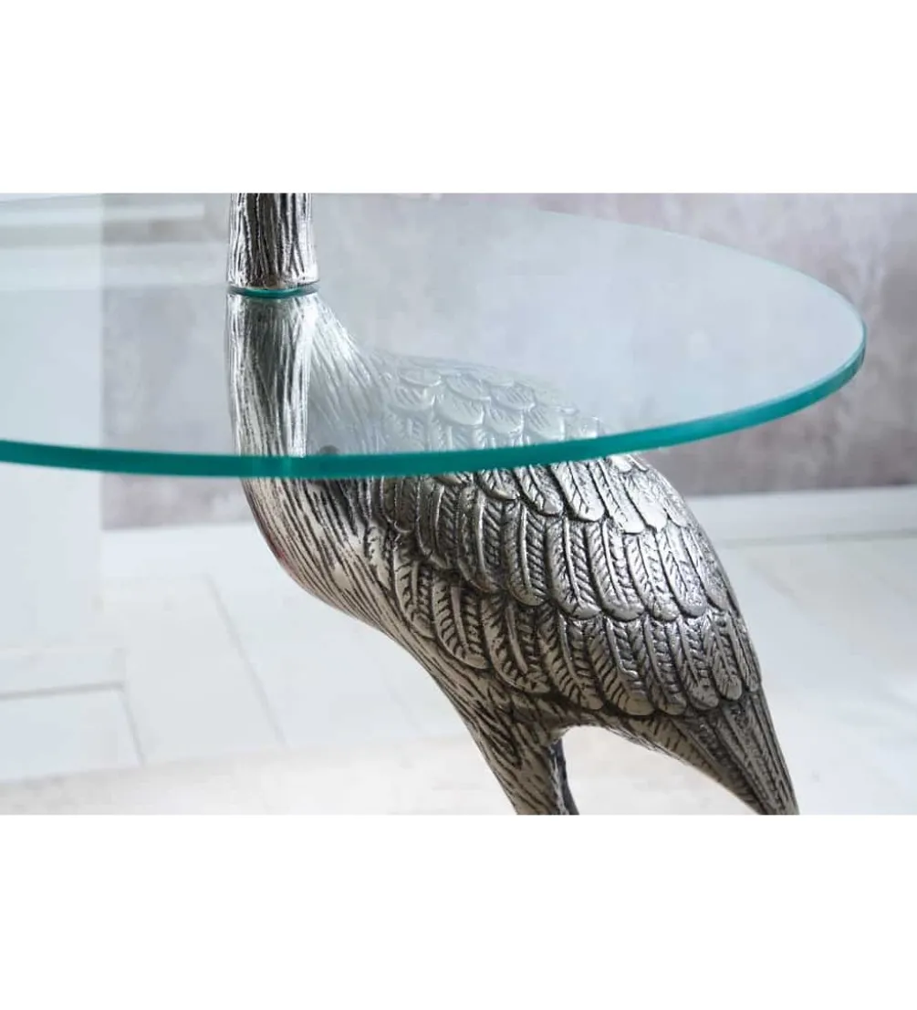 Stolik kawowy boczny WILDLIFE HERON 90 cm srebrny