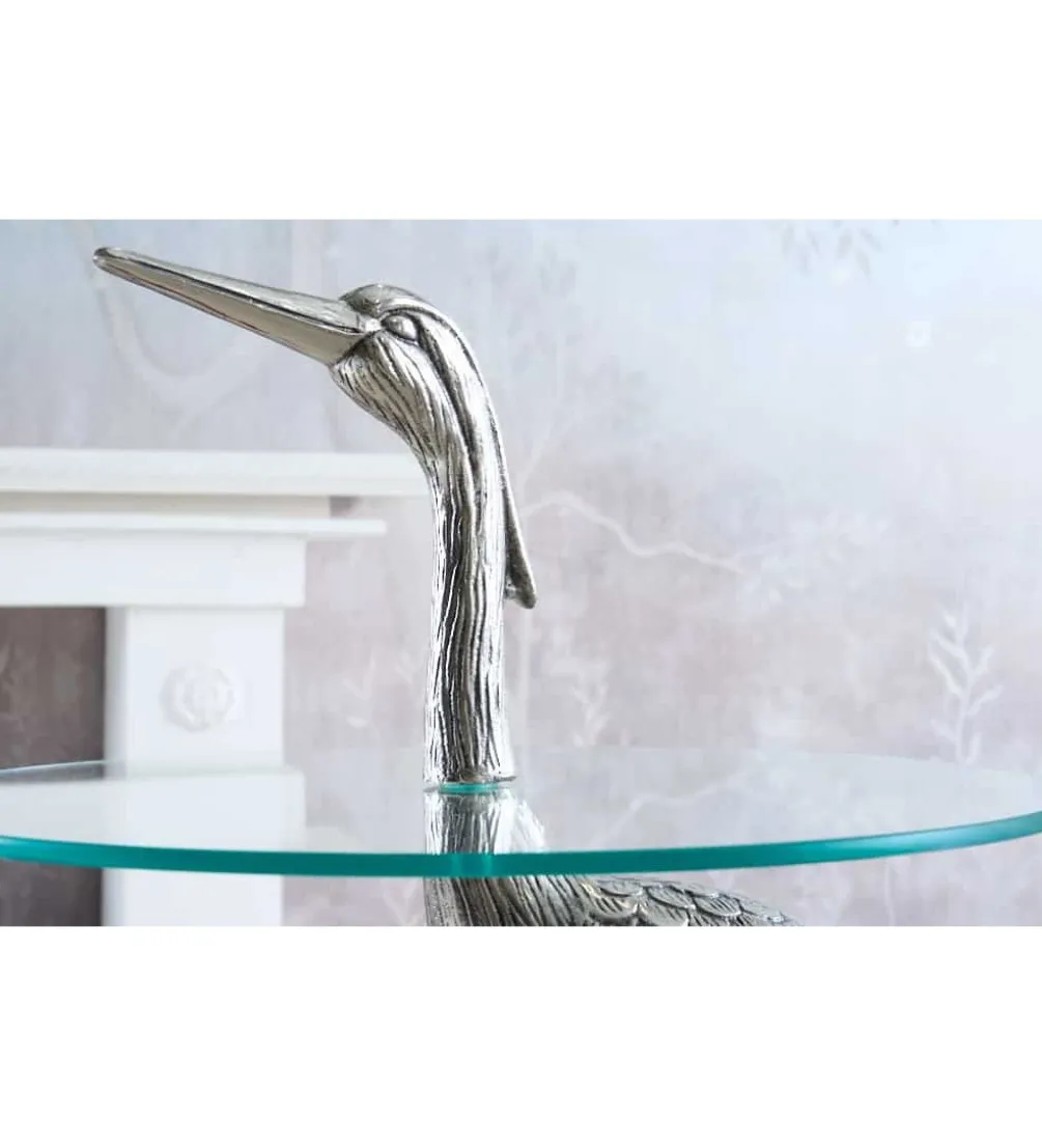 Stolik kawowy boczny WILDLIFE HERON 90 cm srebrny