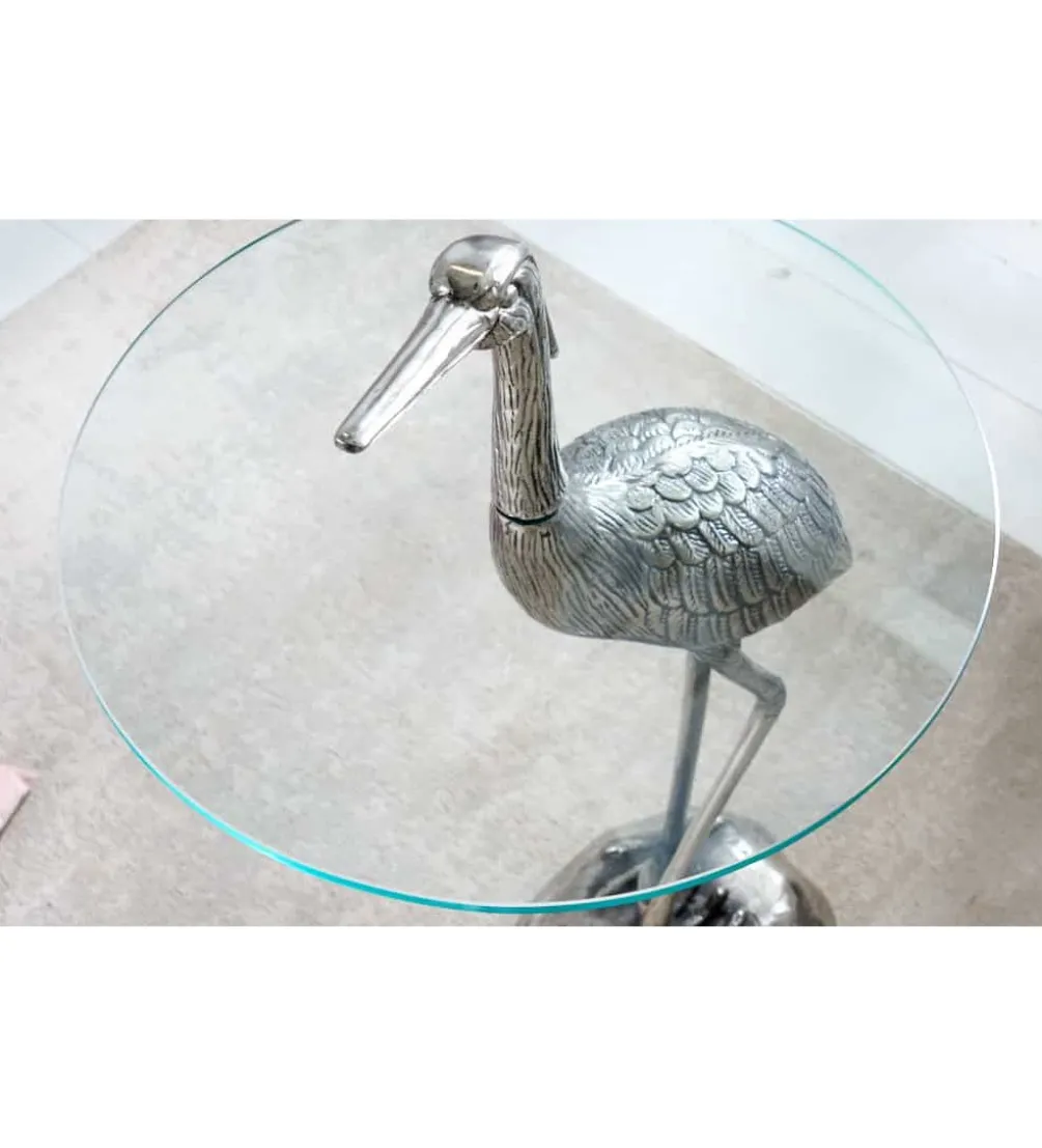 Stolik kawowy boczny WILDLIFE HERON 90 cm srebrny