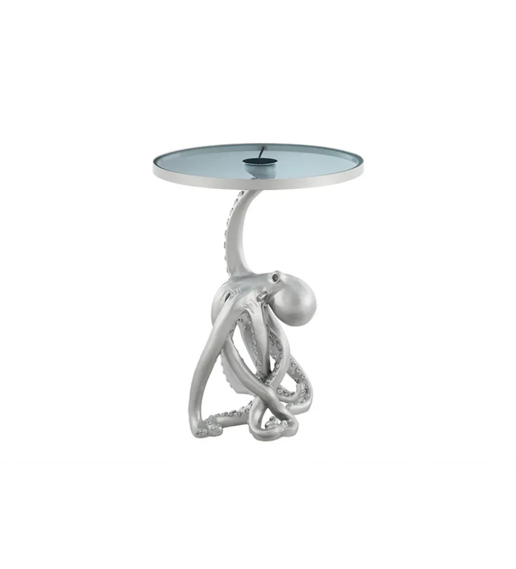 Stolik kawowy boczny WILDLIFE OCTOPUS 55 cm srebrny