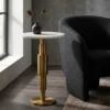 Stolik kawowy boczny WOHNLING 59 cm biały złoty