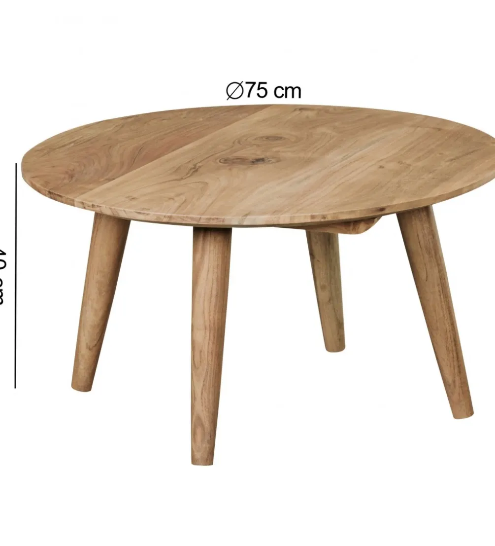 Stolik kawowy BOHA 75 cm drewno akacja