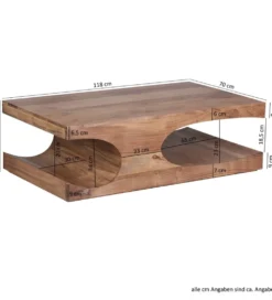 Stolik kawowy BOHA 118 cm drewno akacja