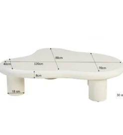 Stolik kawowy Brix Feline Sandy 120 cm Kość Słoniowa