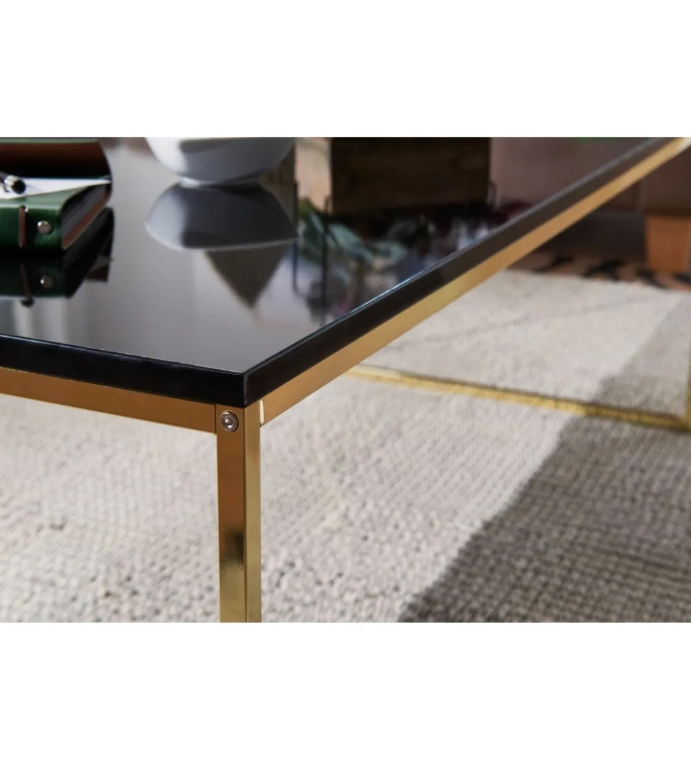 Stolik kawowy CELLA 120 cm czarno złoty