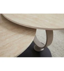 Stolik kawowy DANCING RINGS 135 cm ceramika w optyce trawertynu