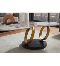 Stolik kawowy DANCING RINGS 135 cm ceramika w optyce marmuru