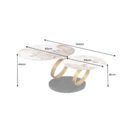 Stolik kawowy DANCING RINGS 135 cm ceramika w optyce marmuru