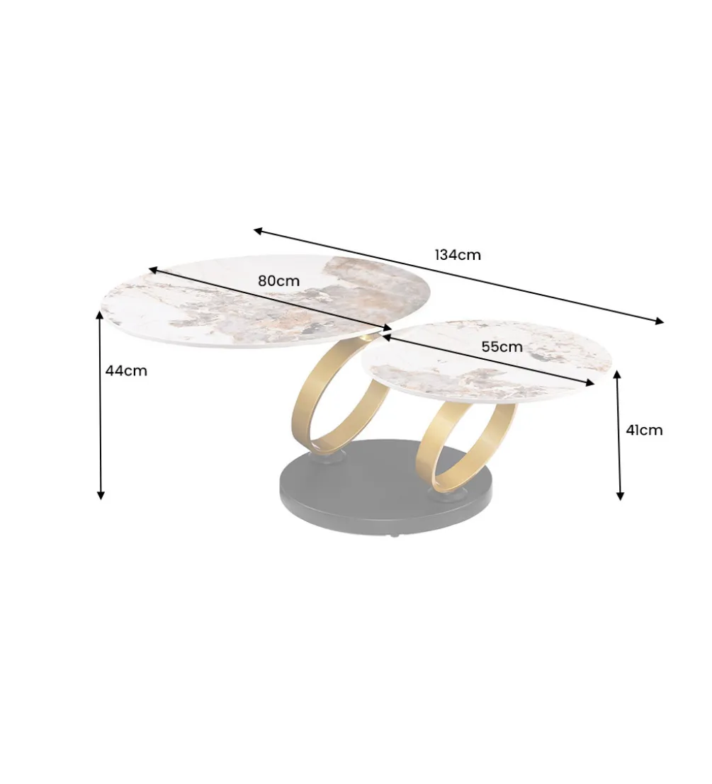 Stolik kawowy DANCING RINGS 135 cm ceramika w optyce marmuru
