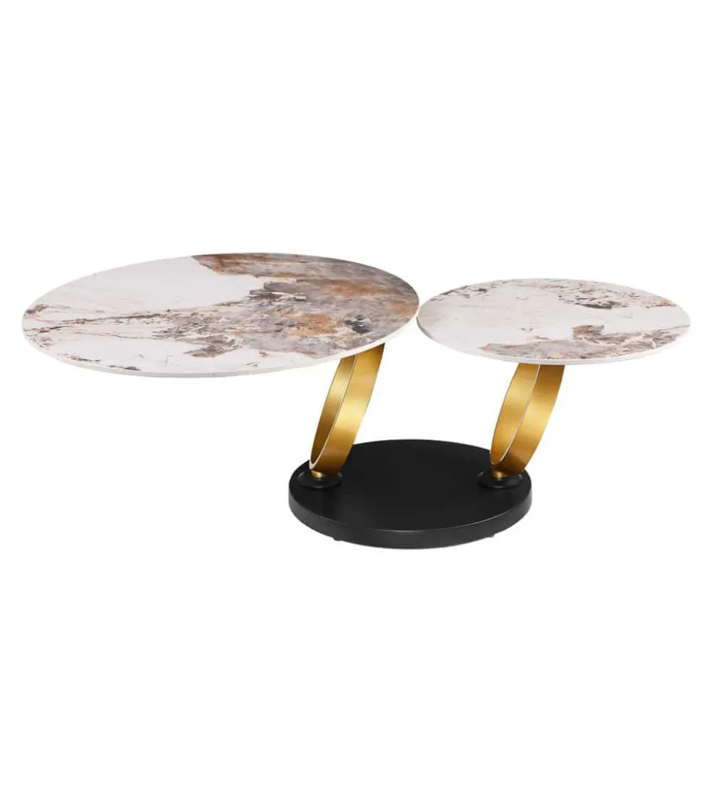 Stolik kawowy DANCING RINGS 135 cm ceramika w optyce marmuru