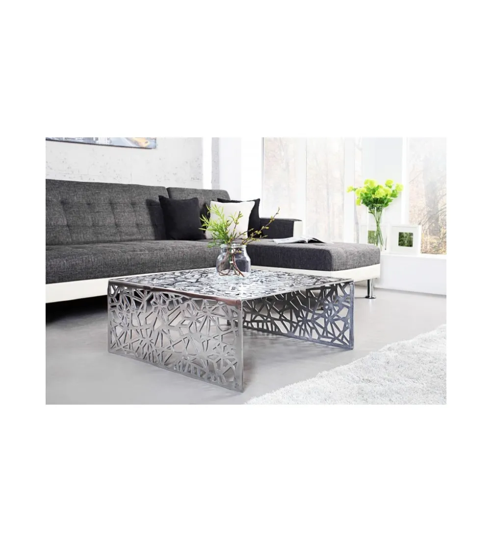 Stolik kawowy DELICADO Abstract 60 cm srebrny