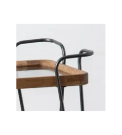 Stolik kawowy DEST 62 cm drewno kauczuk na kółkach
