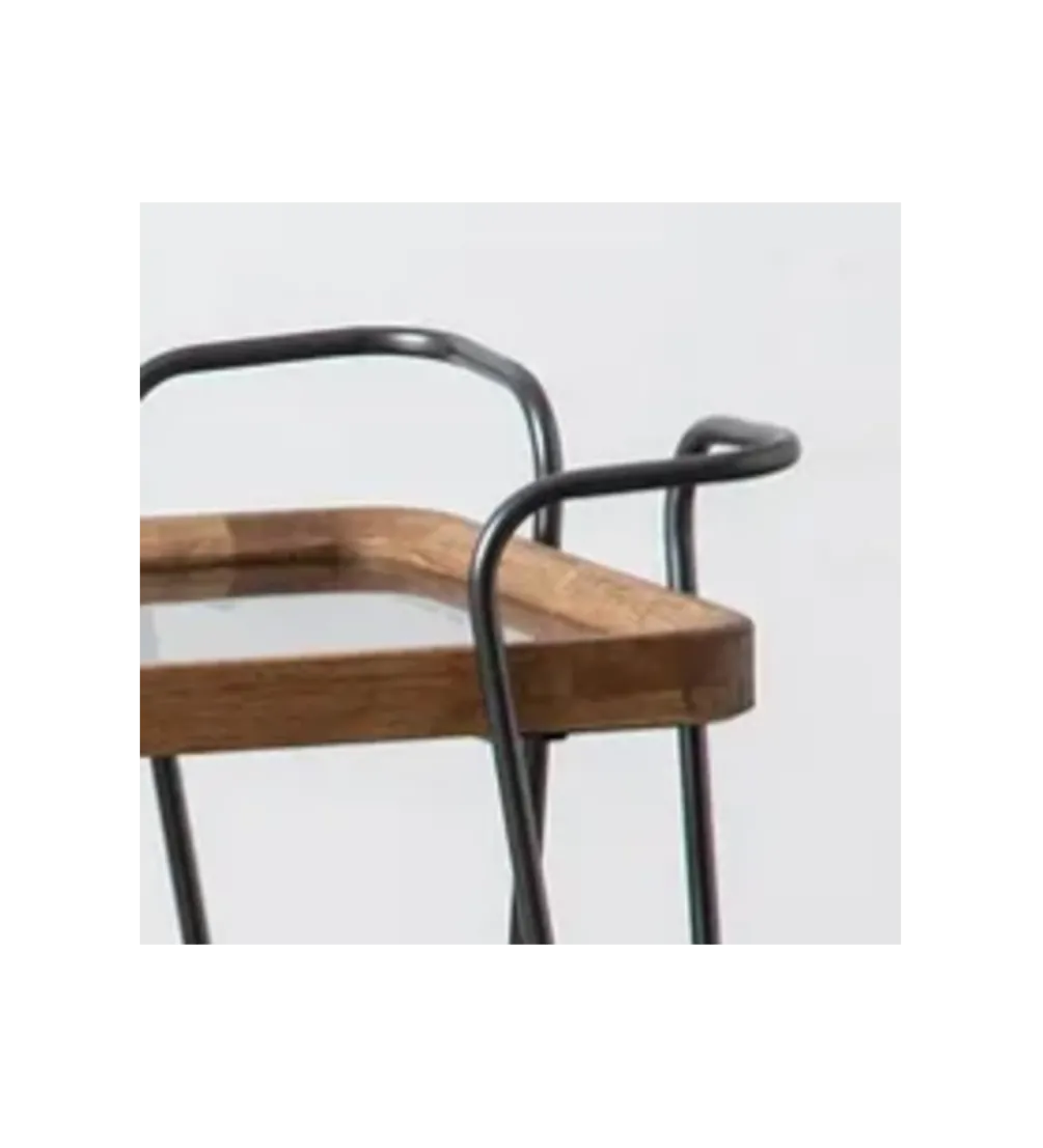 Stolik kawowy DEST 62 cm drewno kauczuk na kółkach