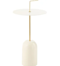 Stolik kawowy DISK 30 cm biało złoty