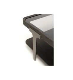 Stolik kawowy DIVINE 100 cm drewno jesion szklany