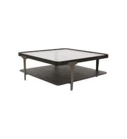 Stolik kawowy DIVINE 100 cm drewno jesion szklany