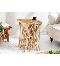 Stolik kawowy DRIFTWOOD 40 cm drewno teak naturalny
