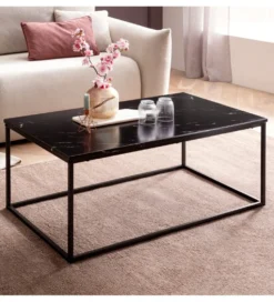 Stolik kawowy ERISA 100 cm w optyce czarnego marmuru