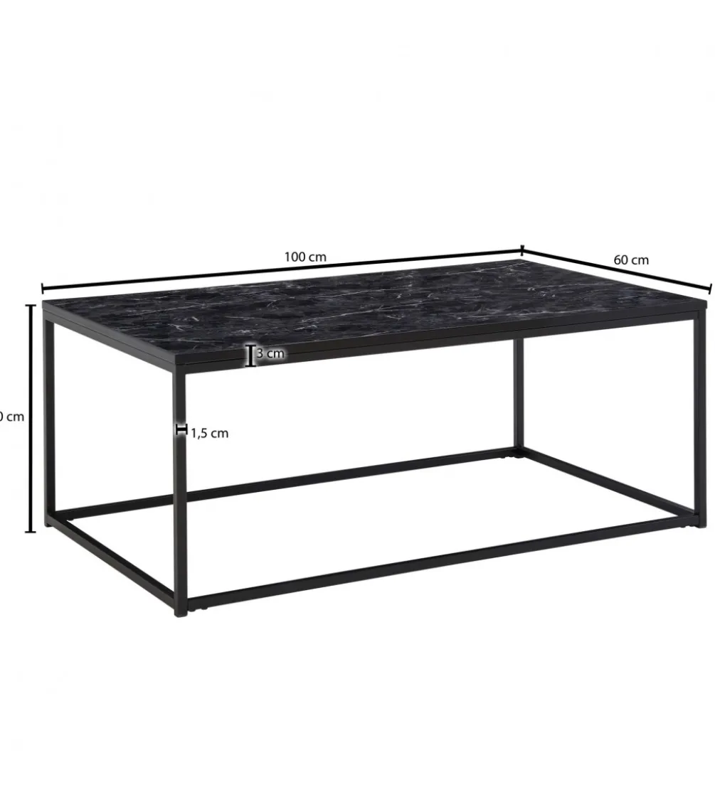 Stolik kawowy ERISA 100 cm w optyce czarnego marmuru