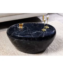 Stolik kawowy EROCK 75 cm w optyce czarnego marmuru