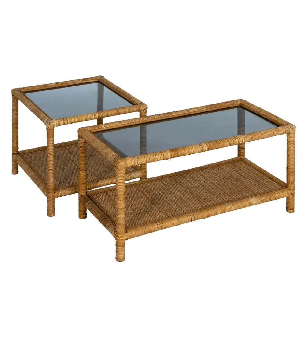 Stolik kawowy ESTAZ 90 cm naturalny ratan