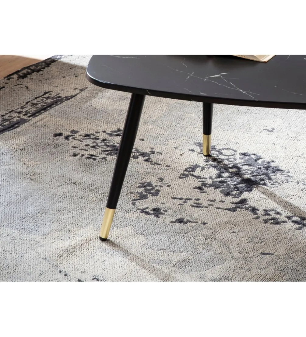 Stolik kawowy GINEVRA 90 cm w optyce czarnego marmuru