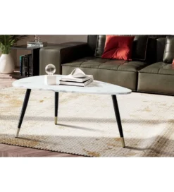 Stolik kawowy GINEVRA 90 cm w optyce białego marmuru