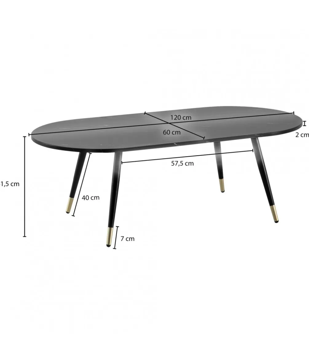 Stolik kawowy GINEVRA 120 cm w optyce czarnego marmuru