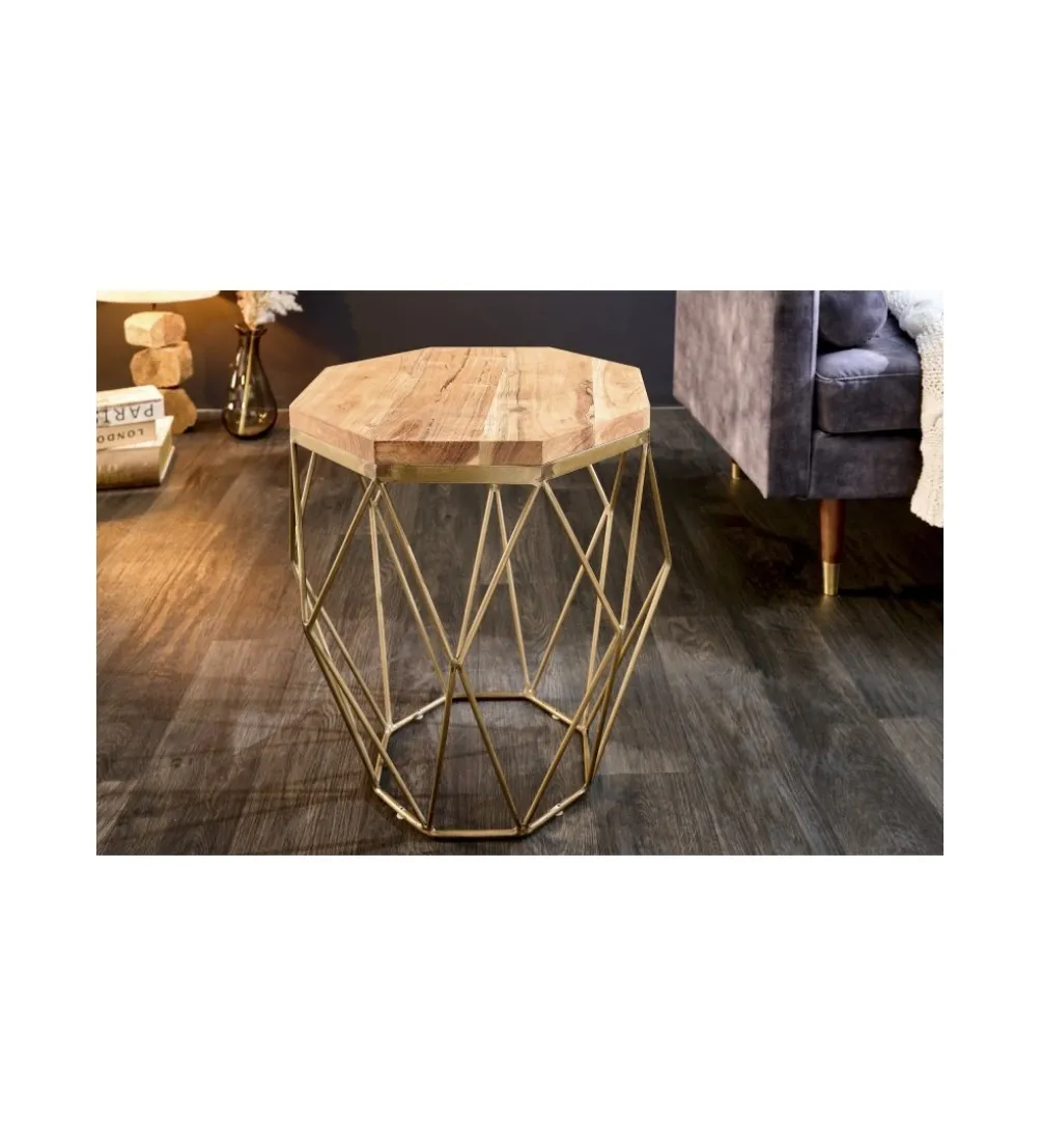 Stolik kawowy GORAN 50 cm drewno akacja
