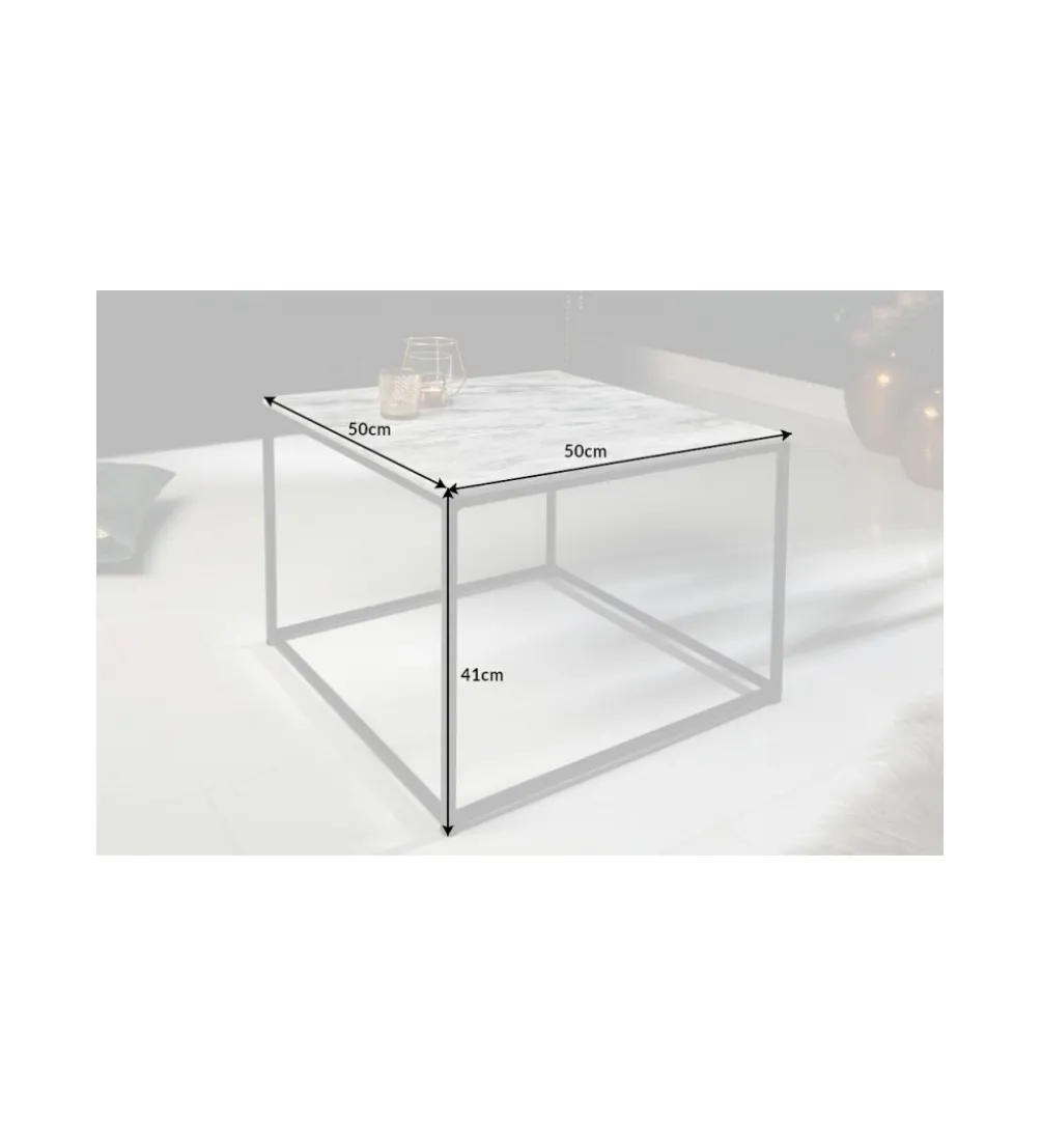 Stolik Kawowy GORAN 50 Cm Marmur biały